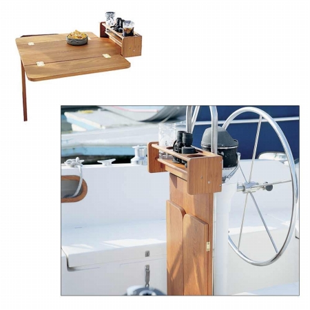 61392  Cockpit Table with Folding Leaves & Drinkholder Table Top - Holds 4 Glasses