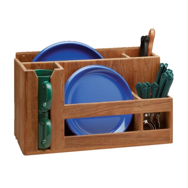 62404  Teak Dish-Cup-Utensil Holder