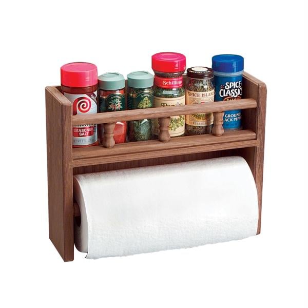 Picture of 62446 SeaTeak Teak Paper Towel Holder with Spice Rack