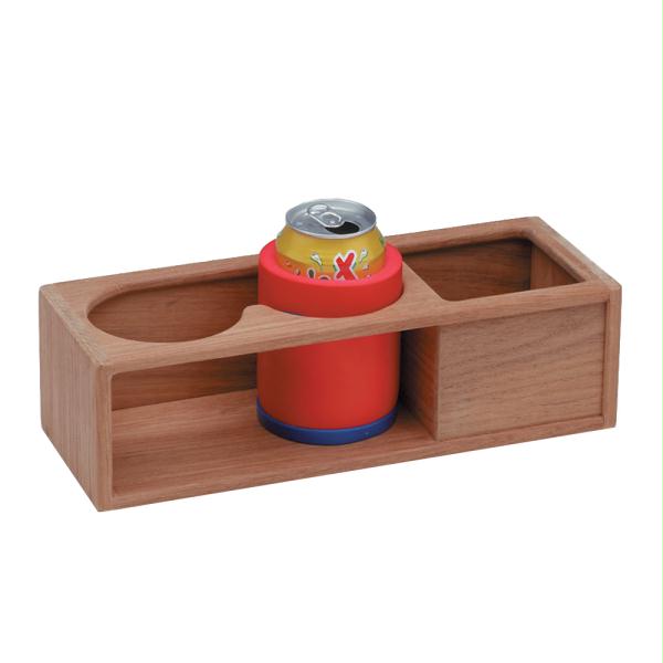 62616  Teak Two Insulated Drink-Binocular Rack with Tray