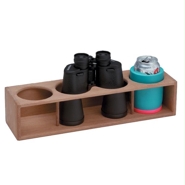 Teak Four Insulated Drink-Binocular Rack