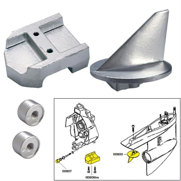 20800  Anode Kit with Hardware - Mercury Alpha 1 Gen 1 - Zinc