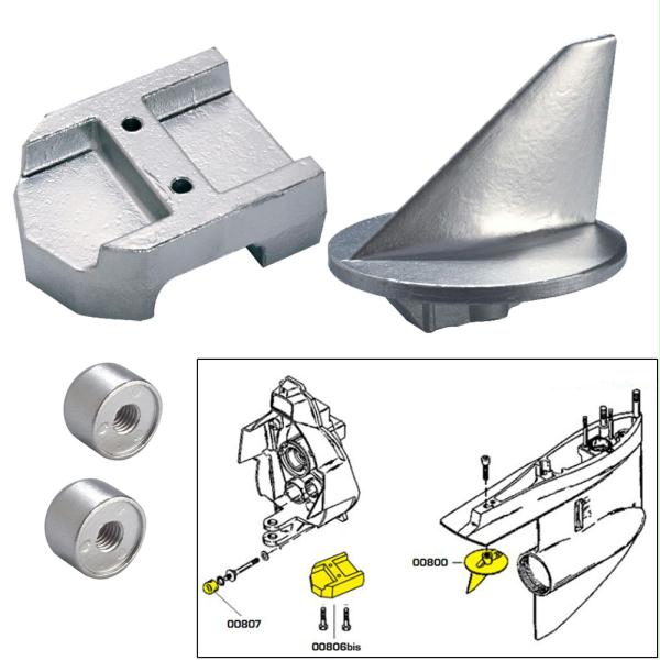 20800MG  Anode Kit with Hardware - Mercury Alpha 1 Gen 1 - Magnesium