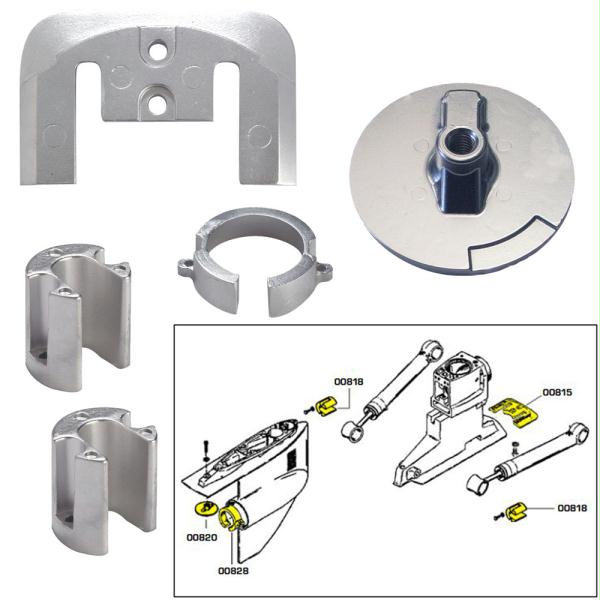 Anode Kit with Hardware - Mercury Bravo 1 - Magnesium