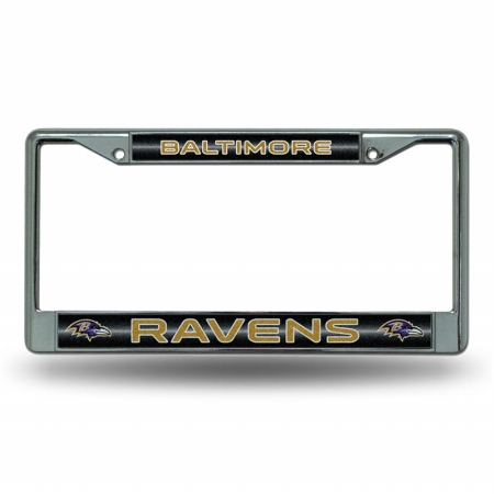 RIC-FCGL0701 Baltimore Ravens NFL Bling Glitter Chrome License Plate Frame -  Rico Industries