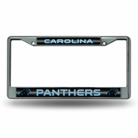 RIC-FCGL0801 Carolina Panthers NFL Bling Glitter Chrome License Plate Frame -  Rico Industries