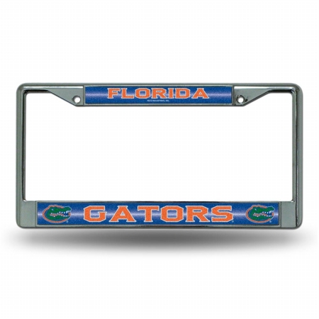 Picture of Rico Industries RIC-FCGL100101 Florida Gators NCAA Bling Glitter Chrome License Plate Frame
