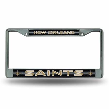 RIC-FCGL1301 New Orleans Saints NFL Bling Glitter Chrome License Plate Frame -  Rico Industries