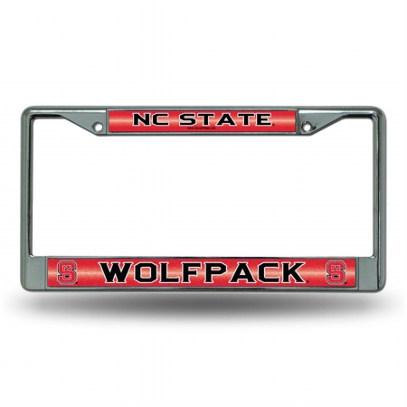 Picture of Rico Industries RIC-FCGL130201 North Carolina State Wolfpack NCAA Bling Glitter Chrome License Plate Frame
