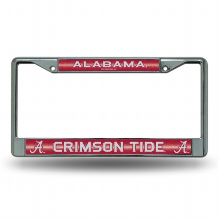 RIC-FCGL150101 Alabama Crimson Tide NCAA Bling Glitter Chrome License Plate Frame -  Rico Industries