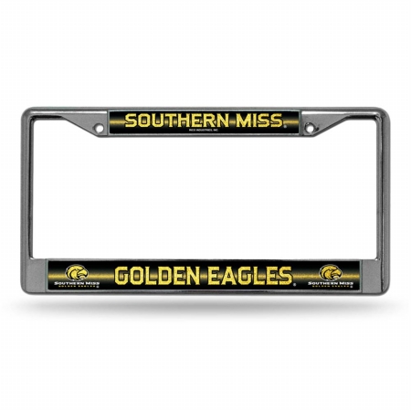 Picture of Rico Industries RIC-FCGL160301 Southern Mississippi Eagles NCAA Bling Glitter Chrome License Plate Frame