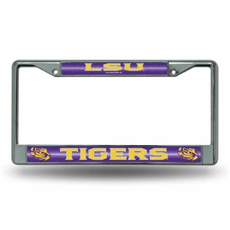 RIC-FCGL170101 LSU Tigers NCAA Bling Glitter Chrome License Plate Frame -  Rico Industries