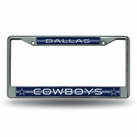 RIC-FCGL1801 Dallas Cowboys NFL Bling Glitter Chrome License Plate Frame -  Rico Industries