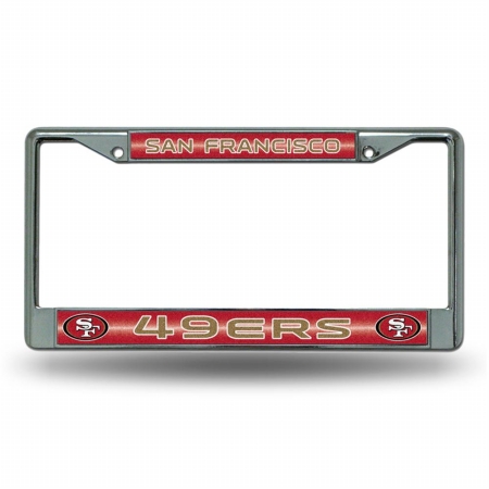 RIC-FCGL1901 San Francisco 49ers NFL Bling Glitter Chrome License Plate Frame -  Rico Industries