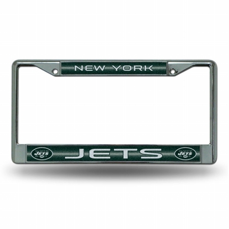 RIC-FCGL2201 New york Jets NFL Bling Glitter Chrome License Plate Frame -  Rico Industries