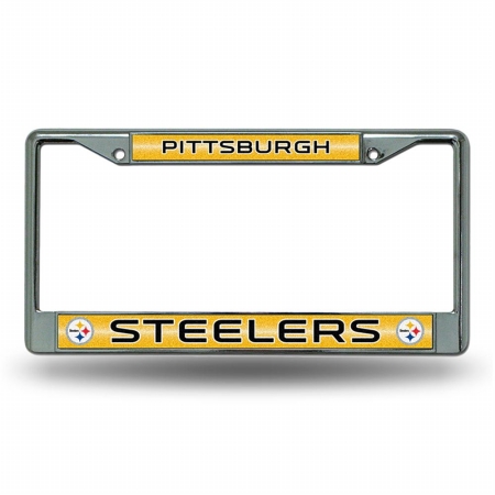 RIC-FCGL2301 PItsburgh Steelers NFL Bling Glitter Chrome License Plate Frame -  Rico Industries