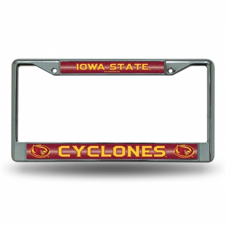 RIC-FCGL250201 Iowa State Cyclones NCAA Bling Glitter Chrome License Plate Frame -  Rico Industries