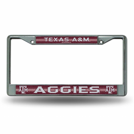 RIC-FCGL260201 Texas A&M Aggies NCAA Bling Glitter Chrome License Plate Frame