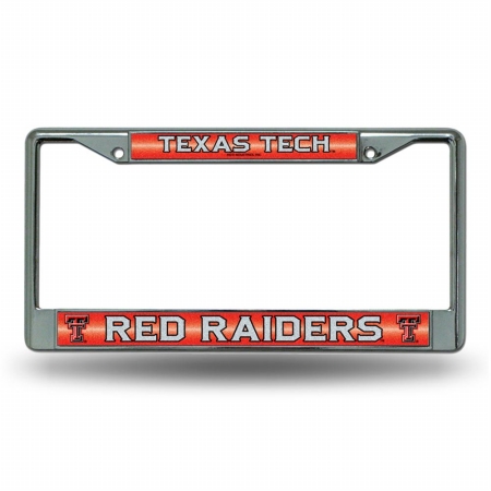 RIC-FCGL260801 Texas Tech Red Raiders NCAA Bling Glitter Chrome License Plate Frame