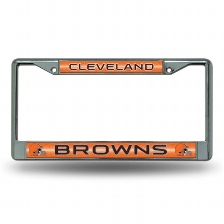 RIC-FCGL2801 Cleveland Browns NFL Bling Glitter Chrome License Plate Frame -  Rico Industries