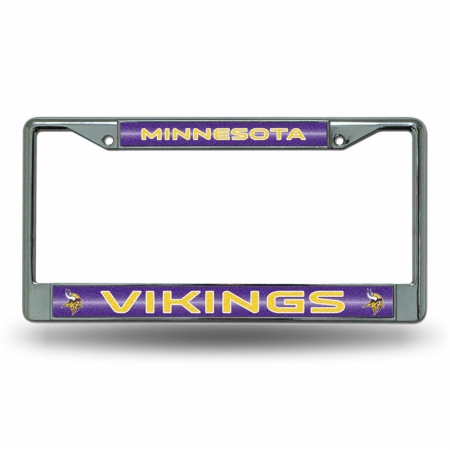 RIC- Minnesota Vikings NFL Bling Glitter Chrome License Plate Frame