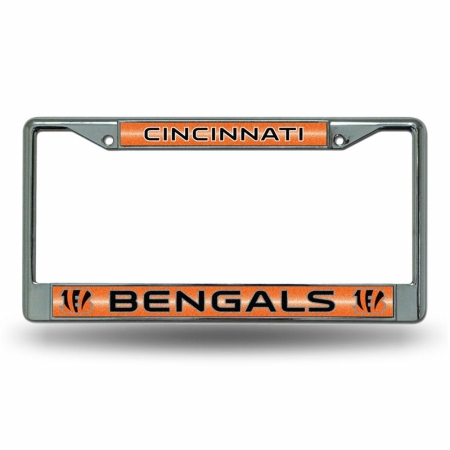 RIC-FCGL3201 Cincinnati Bengals NFL Bling Glitter Chrome License Plate Frame -  Rico Industries
