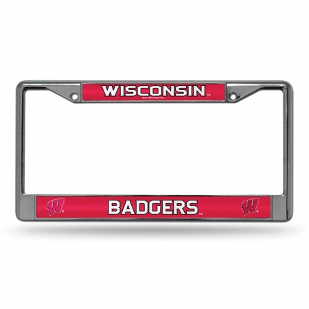 RIC-FCGL450101 Wisconsin Badgers NCAA Bling Glitter Chrome License Plate Frame -  Rico Industries
