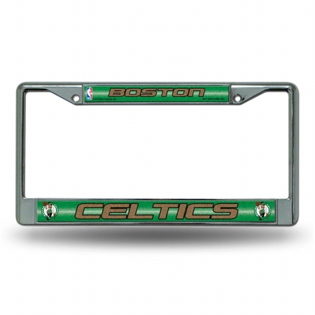 RIC-FCGL74001 Boston Celtics NBA Bling Glitter Chrome License Plate Frame -  Rico Industries