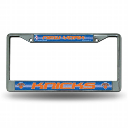 RIC-FCGL81001 New York Knicks NBA Bling Glitter Chrome License Plate Frame