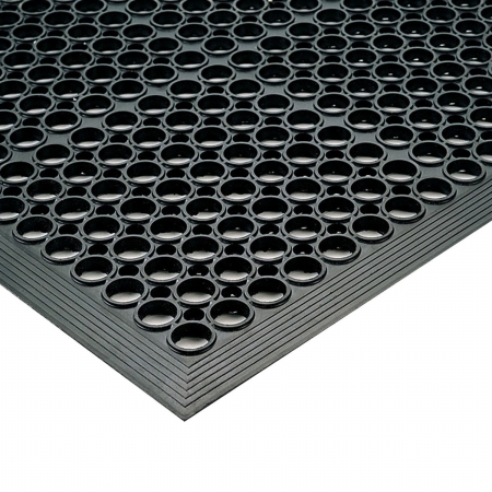 Antifatigue Mat, Mini Diamond Studded Top, 3 ft x 5 ft, 1/2 in Thick, Beveled Edge, Natural Rubber