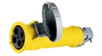 Watertight Pin & Sleeve Connector, 100 A, 125/250V AC, Single Phase, 3 Pole, IEC Grounding, Yellow
