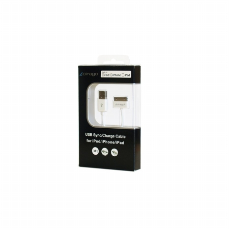 Picture of CIRAGO IPA1000 Cable&#44; USB Sync-Charger Cable&#44; 3ft 30-pin&#44; White