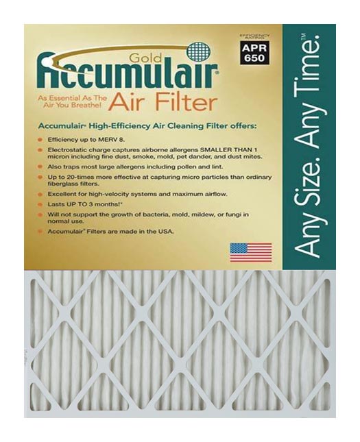 Picture of Accumulair FB15.5X29X2A 15.5x29x2 - Actual Size Accumulair Gold 2-Inch Filter - MERV 8 Pack of - 2