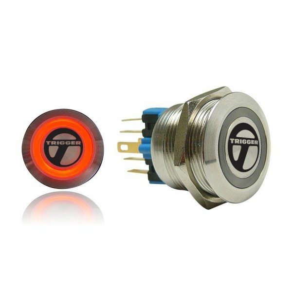 AUTSW43Y 19mm Latching Billet Button with LED Yellow Ring