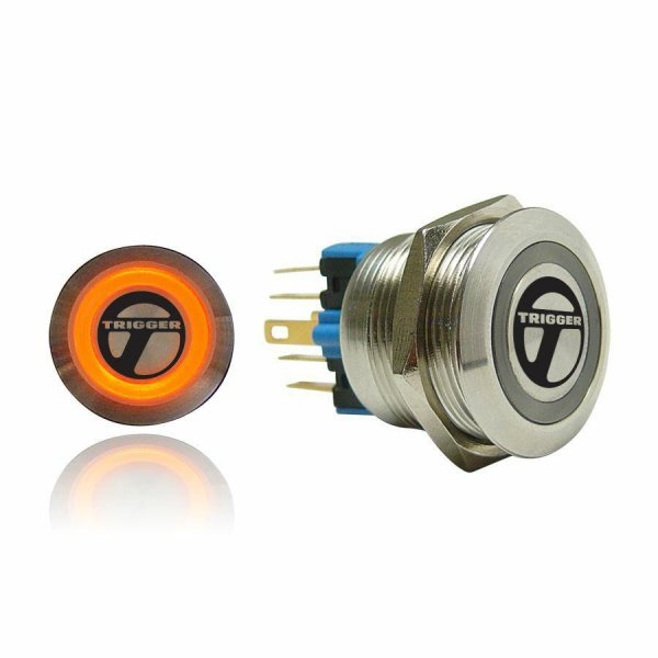 AUTSW43O 19mm Latching Billet Button with LED Orange Ring