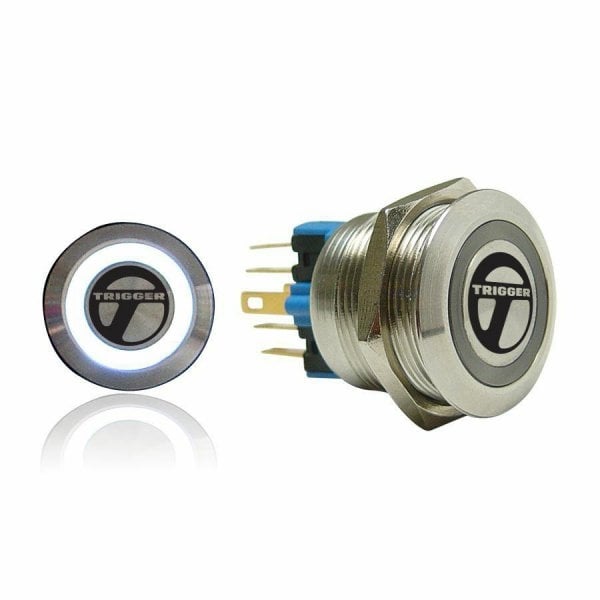 AUTSW43W 19mm Latching Billet Button with LED White Ring