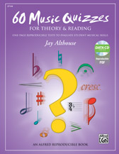 60 Music Quizzes for Theory and Reading: One-page Reproducible Tests to Evaluate Student Musical Skills, Comb Bound Book & Data CD