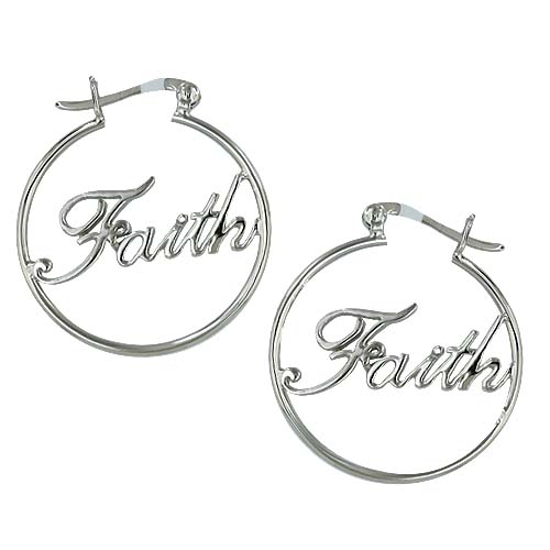 Picture of Vera & Co.- Inc. 2S-3478 Sterling Silver Hoop Earring-Faith