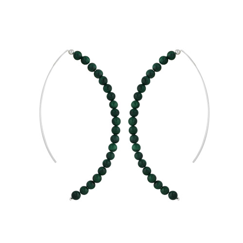 Picture of Vera & Co.- Inc. 2S-5830MA Sterling Silver String Earring Almond Hoop Malachite Beads