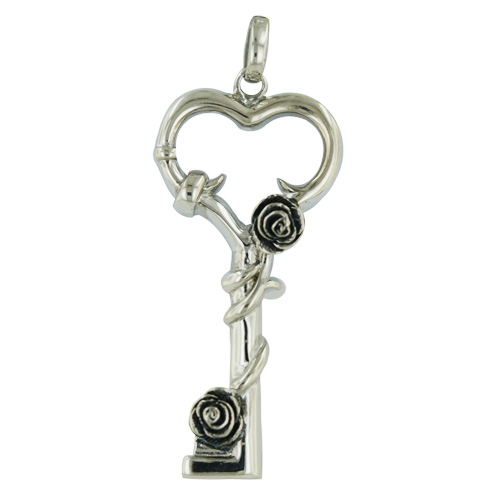 Vera & Co., Inc.  Sterling Silver Plain Key pendant Roses ornament