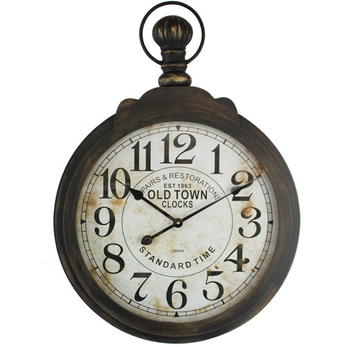 Picture of YOSEMITE HOME DECOR CLKB2A147 Mdf Wall Clock with Iron Ring and Glass Lens