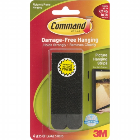 Picture of 3M 17206BLK Command Large Picture Hanging Strips-Black 4 Sets/Pkg