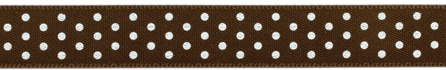 58409 Satin Ribbon W/Dots .625''X4yd-Chestnut W/White