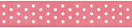 58418 Sheer Ribbon W/Dots .875''X3yd-Pomegranate