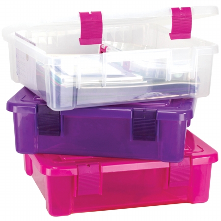 Picture of Creative Options 708-082 Creative Options File Tub-17&apos;&apos;X15&apos;&apos;X5&apos;&apos; Clear W/Magenta