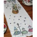 Fairway 27004 Stamped Lace Edge Table Runner 15''X42''-Snowman Fairway 27004 Stamped Lace Edge Table Runner 15''X42''-Snowman