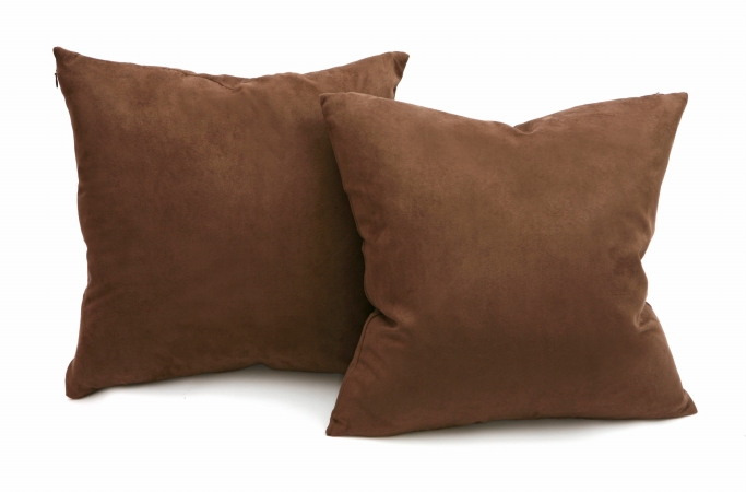 Picture of Living Health Products MS-18x2-CH Microsuede Deco Pillow - Chocolate  18x18 Feather and Down Filled Pillows
