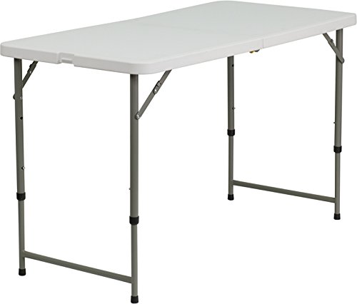 Picture of 24&apos;&apos;W x 48&apos;&apos;L Height Adjustable Granite White Plastic Folding Table [DAD-YCZ-122Z-2-GG]