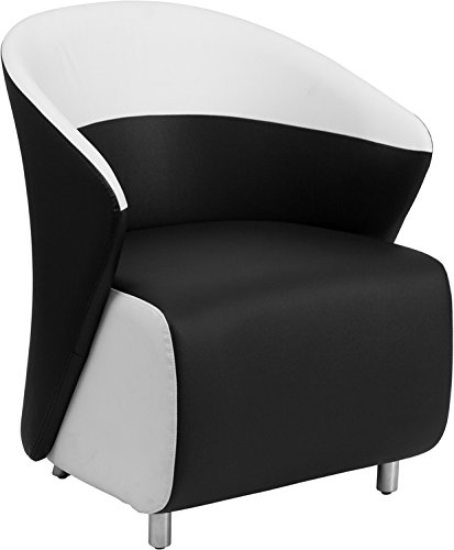 Picture of Black Leather Reception Chair with White Detailing [ZB-7-GG]