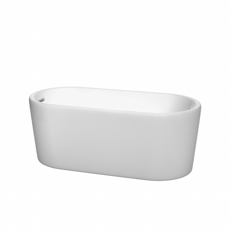 Picture of 59&apos;&apos; Soaking Bathtub in White with Polished Chrome Trim